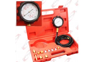 500psi 13pc Engine Oil Pressure Tester Gauge Diagnostic Test Kit w/ Case